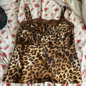 Leopard Print Satin Cami Top